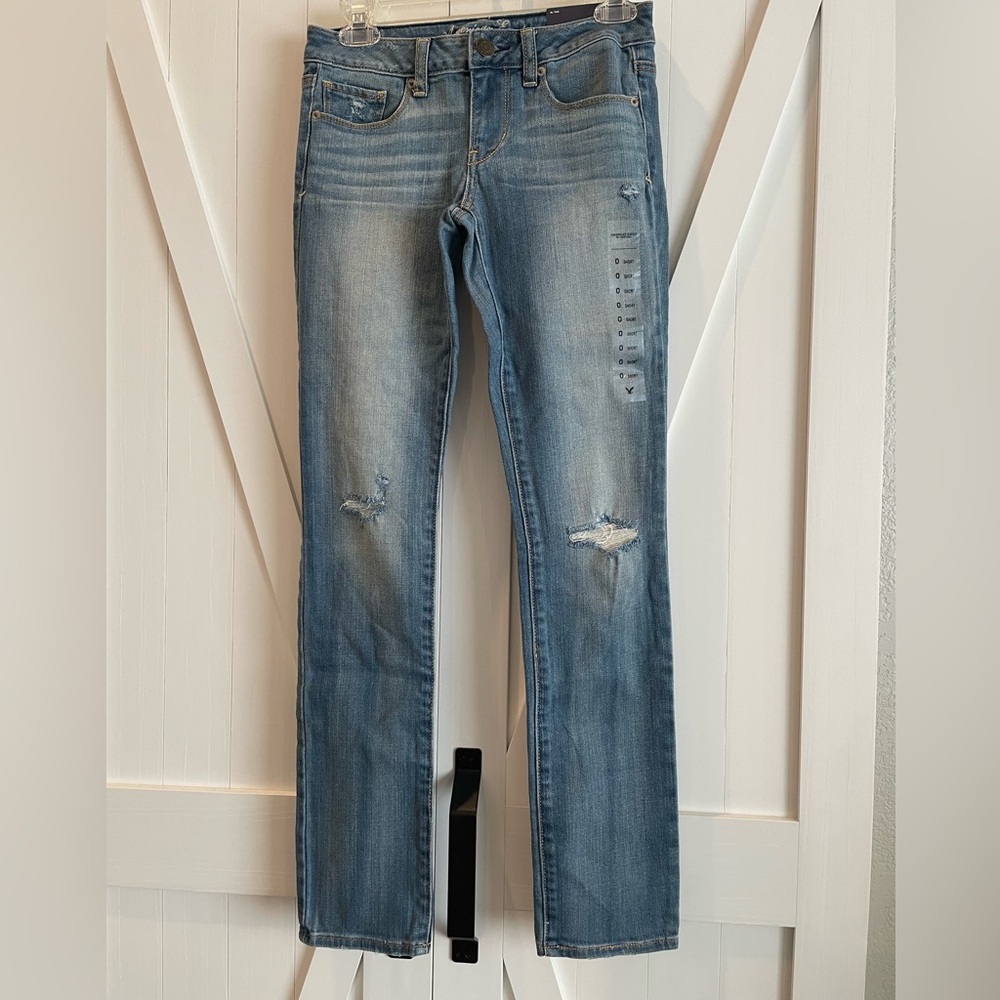 American Eagle Distressed Denim Skinny Jeans Size 0 Short New With Tags